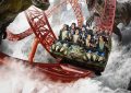 Guests screaming with joy on the Predator roller coaster at IMG Worlds of Adventure.