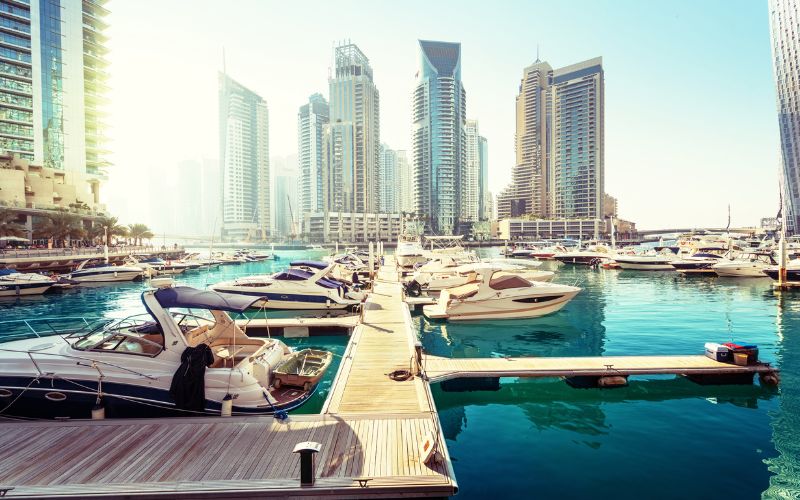 Dubai Marina at sunset, UAE