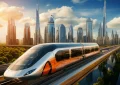 Dubai Metro with city view