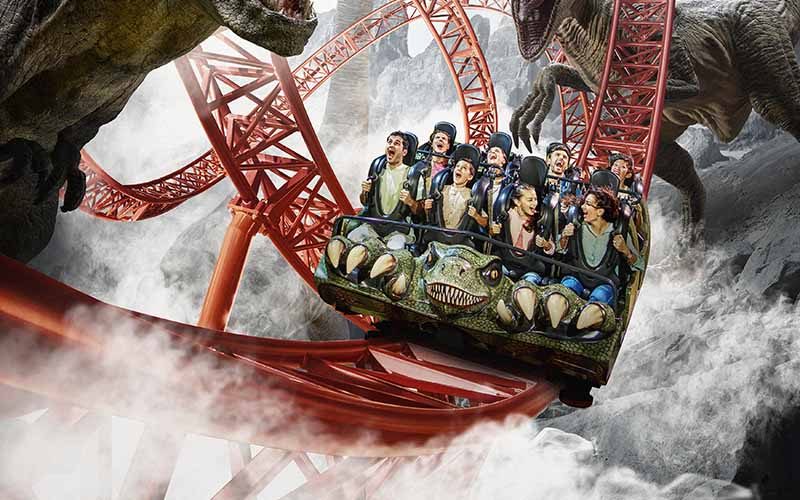 Predator ride at IMG World Adventure Guests screaming with joy on the Predator roller coaster at IMG Worlds of Adventure.